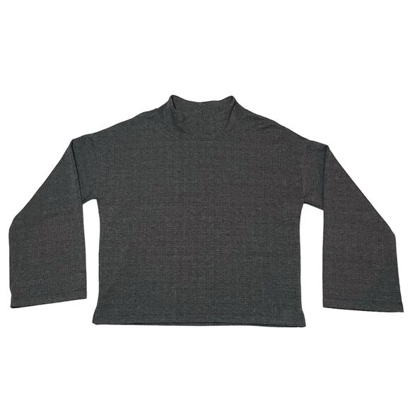 Madewell Wide Sleeve Mockneck Top Glen Plaid Gray Boxy Fit AD034 - Size Medium - Picture 5 of 12